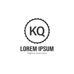 Initial KQ logo template with modern frame. Minimalist KQ letter logo vector illustration