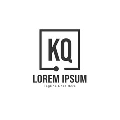Initial KQ logo template with modern frame. Minimalist KQ letter logo vector illustration