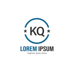 Initial KQ logo template with modern frame. Minimalist KQ letter logo vector illustration