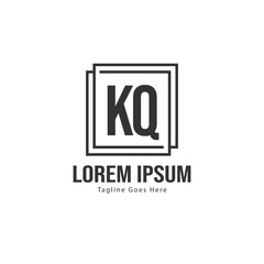 Initial KQ logo template with modern frame. Minimalist KQ letter logo vector illustration