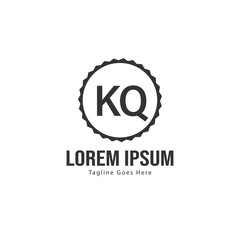 Initial KQ logo template with modern frame. Minimalist KQ letter logo vector illustration