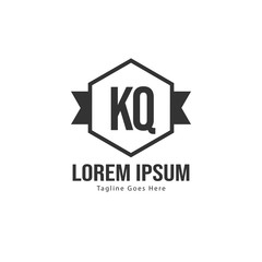 Initial KQ logo template with modern frame. Minimalist KQ letter logo vector illustration
