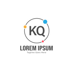 Initial KQ logo template with modern frame. Minimalist KQ letter logo vector illustration