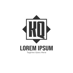 Initial KQ logo template with modern frame. Minimalist KQ letter logo vector illustration