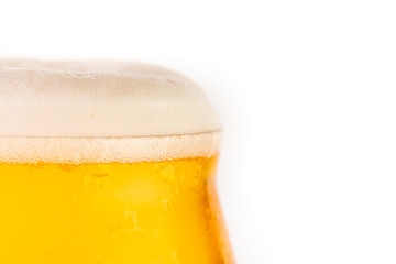 Glass of beer on white background