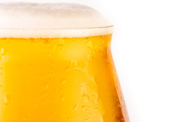Glass of beer on white background