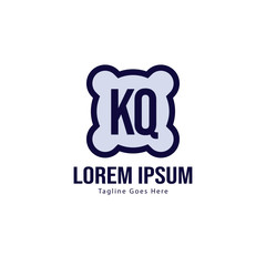 Initial KQ logo template with modern frame. Minimalist KQ letter logo vector illustration
