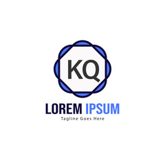 Initial KQ logo template with modern frame. Minimalist KQ letter logo vector illustration