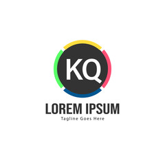 Initial KQ logo template with modern frame. Minimalist KQ letter logo vector illustration