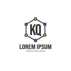 Initial KQ logo template with modern frame. Minimalist KQ letter logo vector illustration