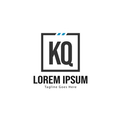 Initial KQ logo template with modern frame. Minimalist KQ letter logo vector illustration