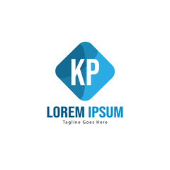 Fototapeta premium Initial KP logo template with modern frame. Minimalist KP letter logo vector illustration