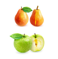 Beautiful delicious red pear white background photographed