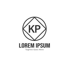 Initial KP logo template with modern frame. Minimalist KP letter logo vector illustration