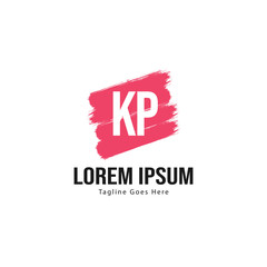 Initial KP logo template with modern frame. Minimalist KP letter logo vector illustration