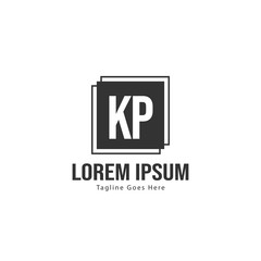 Initial KP logo template with modern frame. Minimalist KP letter logo vector illustration