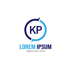 Initial KP logo template with modern frame. Minimalist KP letter logo vector illustration