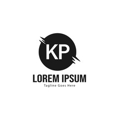 Initial KP logo template with modern frame. Minimalist KP letter logo vector illustration