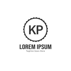 Initial KP logo template with modern frame. Minimalist KP letter logo vector illustration