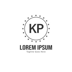 Initial KP logo template with modern frame. Minimalist KP letter logo vector illustration