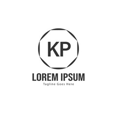 Initial KP logo template with modern frame. Minimalist KP letter logo vector illustration