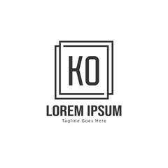 Initial KO logo template with modern frame. Minimalist KO letter logo vector illustration