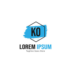Initial KO logo template with modern frame. Minimalist KO letter logo vector illustration