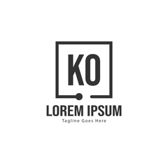 Initial KO logo template with modern frame. Minimalist KO letter logo vector illustration