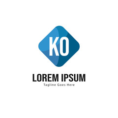 Initial KO logo template with modern frame. Minimalist KO letter logo vector illustration