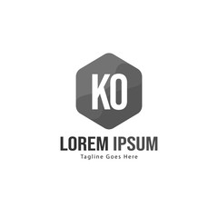 Initial KO logo template with modern frame. Minimalist KO letter logo vector illustration