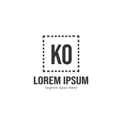 Initial KO logo template with modern frame. Minimalist KO letter logo vector illustration