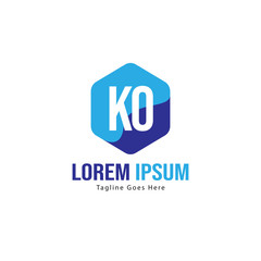 Obraz premium Initial KO logo template with modern frame. Minimalist KO letter logo vector illustration