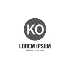 Initial KO logo template with modern frame. Minimalist KO letter logo vector illustration