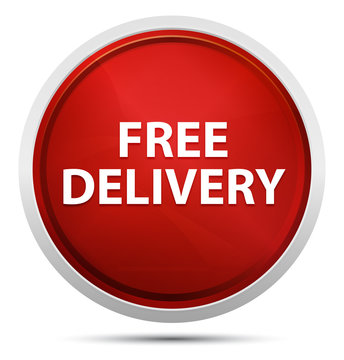 Free Delivery Promo Red Round Button