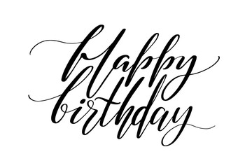 Happy Birthday words. Hand drawn creative calligraphy and brush pen lettering, design for holiday greeting cards and invitations.