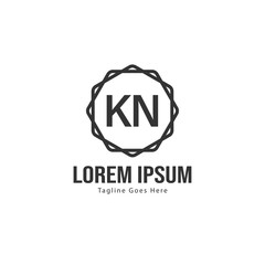 Initial KN logo template with modern frame. Minimalist KN letter logo vector illustration