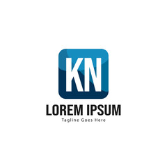 Initial KN logo template with modern frame. Minimalist KN letter logo vector illustration