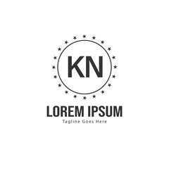 Obraz premium Initial KN logo template with modern frame. Minimalist KN letter logo vector illustration