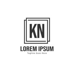Initial KN logo template with modern frame. Minimalist KN letter logo vector illustration