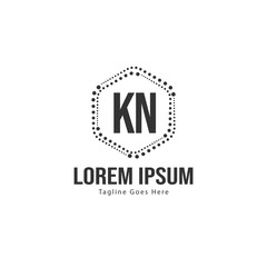 Initial KN logo template with modern frame. Minimalist KN letter logo vector illustration