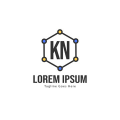 Initial KN logo template with modern frame. Minimalist KN letter logo vector illustration