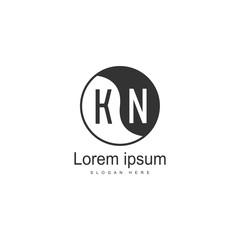 Initial KN logo template with modern frame. Minimalist KN letter logo vector illustration