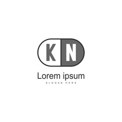 Initial KN logo template with modern frame. Minimalist KN letter logo vector illustration