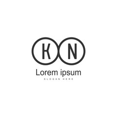 Initial KN logo template with modern frame. Minimalist KN letter logo vector illustration