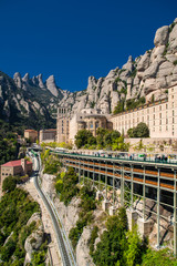MONSERRAT, SPAIN - April, 2019: Santa Maria de Montserrat Abbey in Monistrol de Montserrat,...
