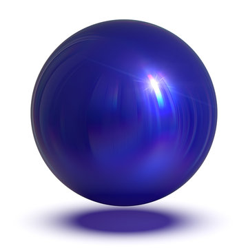 3d illustration of blue sphere round button basic ball circle geometric shape