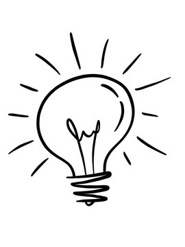 Illustration Hand Drawn Light Bulb Sketch Style, Isolated On White Background. Business, Idea, Brainstorm Concept.