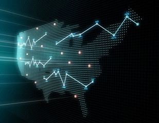 Financial stock market data, infographics and dynamic curves