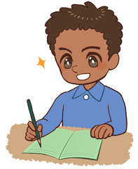 ノートをとる子ども　グリーンノート