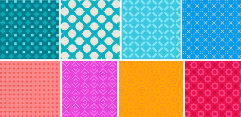 Seamless background set. Colorful pattern vector illustration